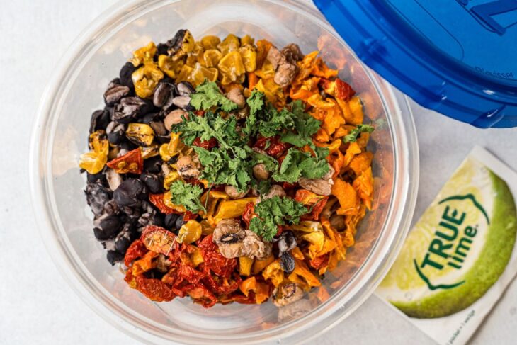 Ingredients for cowboy caviar in a container