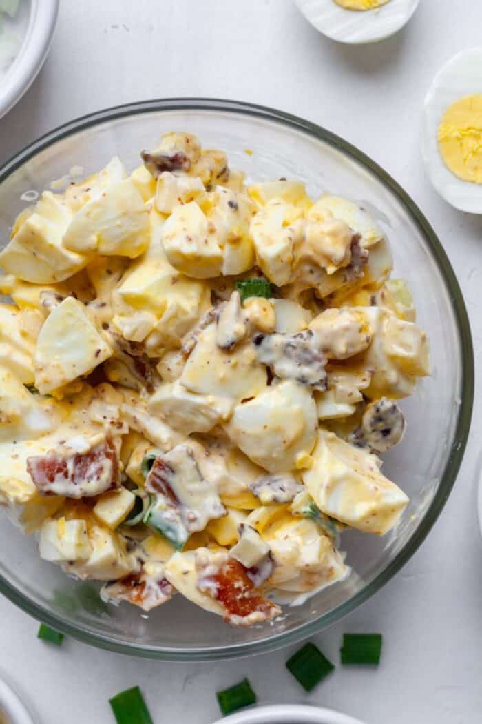 Egg salad in a bowl.