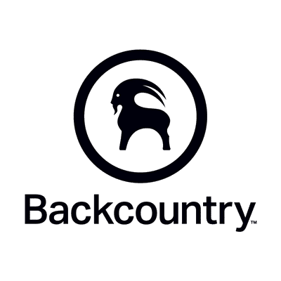 The image shows the Backcountry logo, featuring a stylized silhouette of a mountain goat inside a circular border, with the word "Backcountry" written below it.