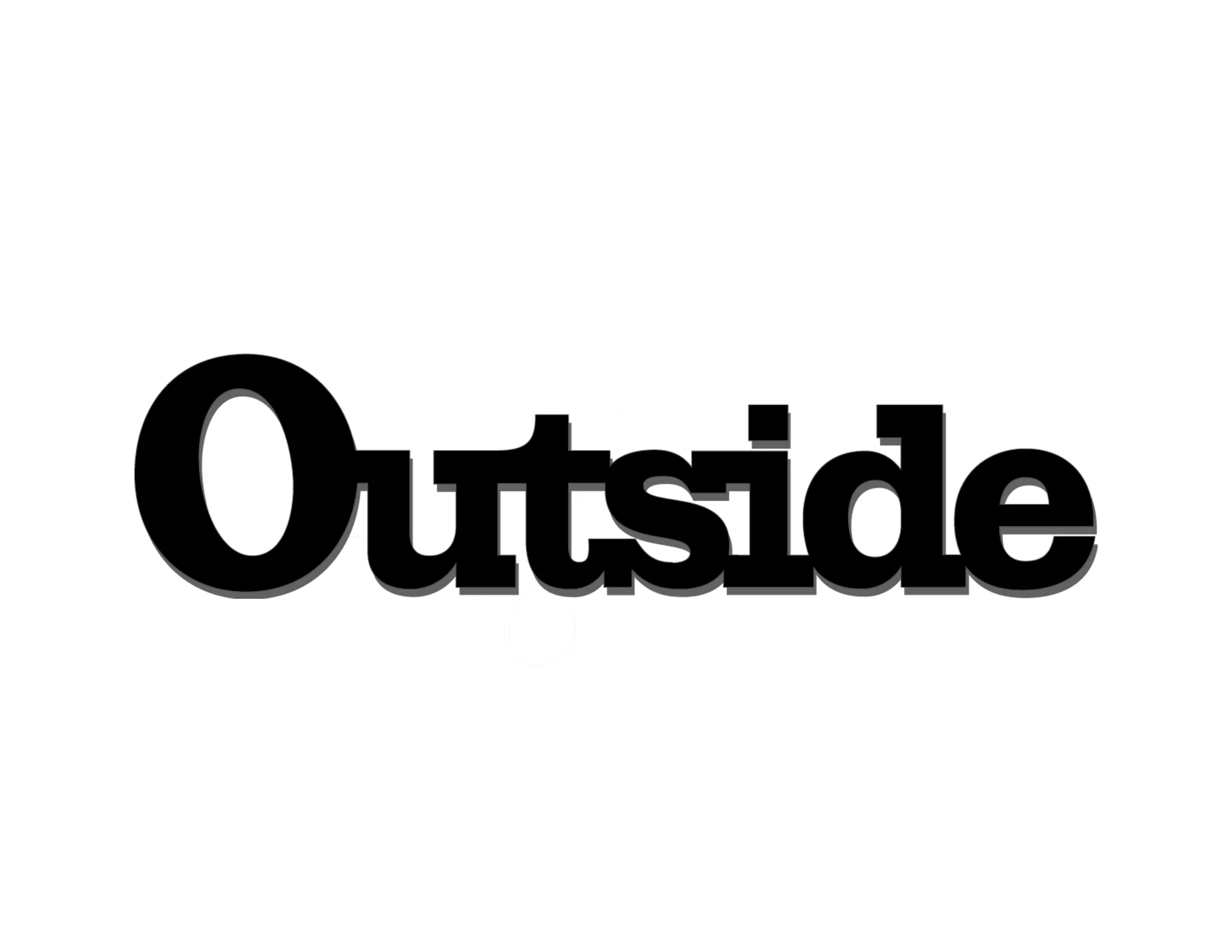 The image displays the word "Outside" in bold, black letters on a white background.